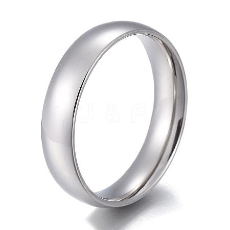 Non-Tarnish 304 Stainless Steel Flat Plain Band Rings STAS-I160-B-17mm-P-1