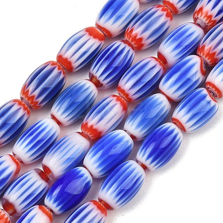 Handmade Millefiori Glass Oval Beads Strands LK-Z001-02B-04-1