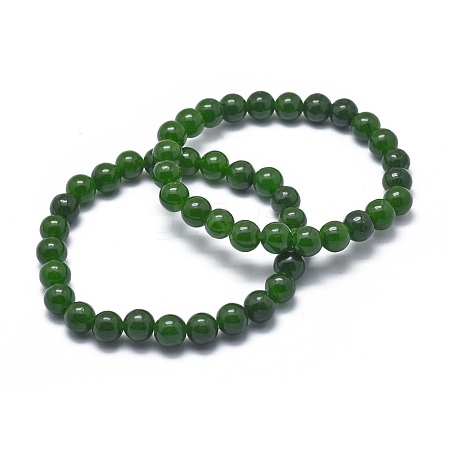 Natural TaiWan Jade Bead Stretch Bracelets BJEW-K212-B-019-1