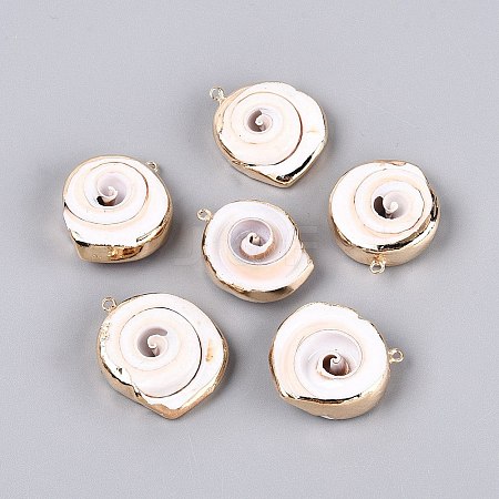 Electroplated Natural Shell Pendants BSHE-Q020-04-1