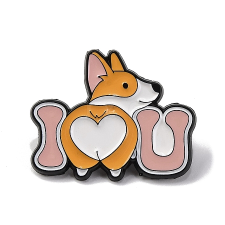 Creative Cartoon Cute Corgi Dog I Love You Zinc Alloy Brooches JEWB-U001-01I-1