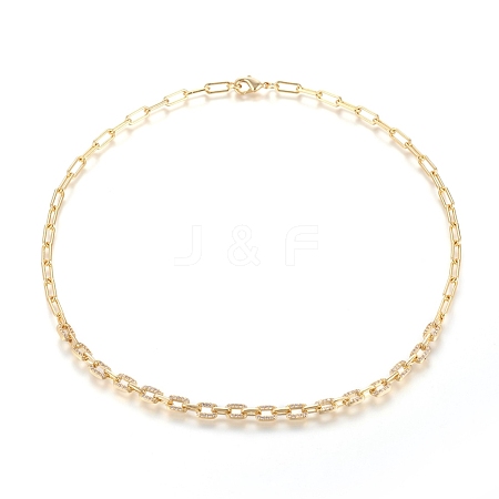 Brass Paperclip Chains Necklaces NJEW-I235-02G-1