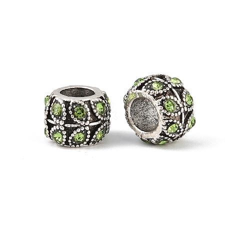 Antique Silver Plated Alloy Rhinestone Large Hole European Beads MPDL-R041-02D-1