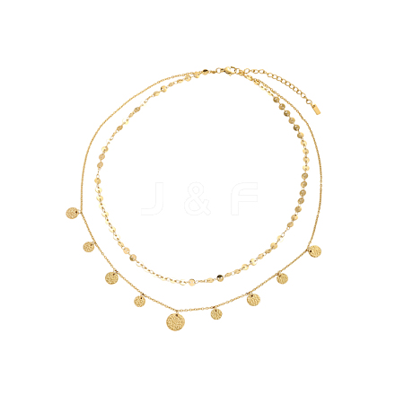 304 Stainless Steel Double Layer Necklaces STAS-OY016-76G-1