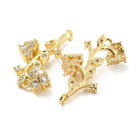 Brass Micro Pave Clear Cubic Zirconia Connector Charms KK-G478-01KCG-1