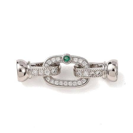 Brass Micro Pave Cubic Zirconia Fold Over Clasps KK-D259-07P-1