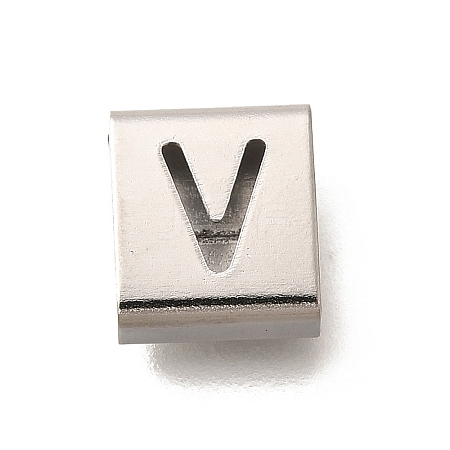 Letter Style 304 Stainless Steel Square Slide Charms STAS-L132-14V-1