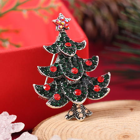 Christmas Theme Zinc Alloy Rhinestone Brooches for Backpack Clothes LK8386-18-1