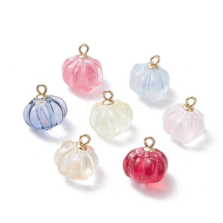 Transparent Spray Paint Glass Pendants PALLOY-JF03496-01-1