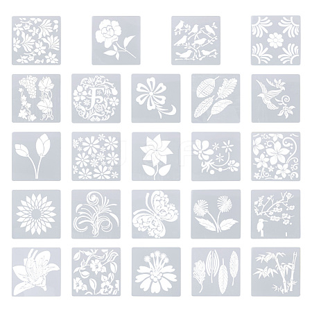 Cheriswelry 24 Sheets 24 Styles Plastic Drawing Stencil DIY-CW0001-13-1