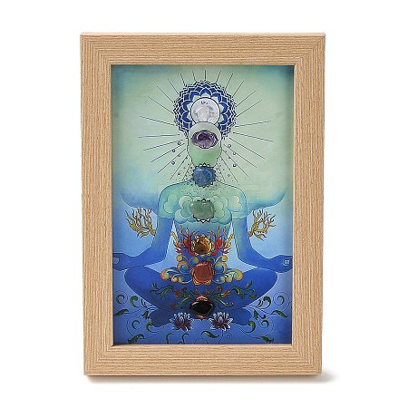 Yoga Gemstone Chakra Picture Frame Stand DJEW-F021-05E-1