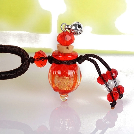 Handmade Lampwork Perfume Essence Bottle Pendant Necklace PW-WG3E925-01-1