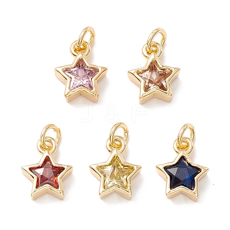 Brass Cubic Zirconia Charms FIND-Z005-02-1