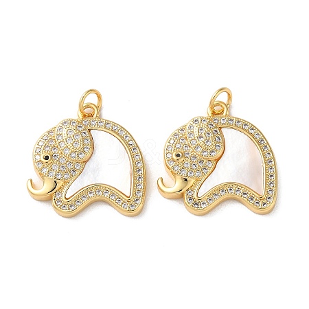 Brass Micro Pave Cubic Zirconia Pendants KK-B083-39B-G-1