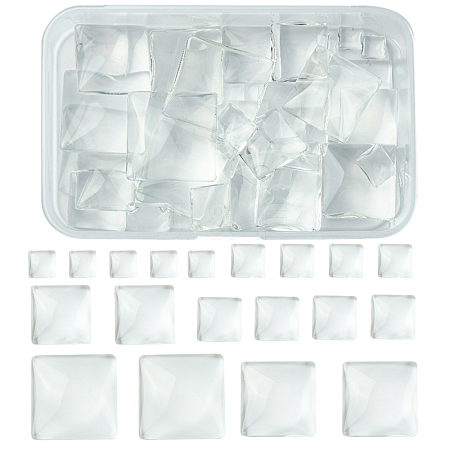 48Pcs 6 Styles Transparent Square Glass Cabochons GGLA-FS0001-06-1