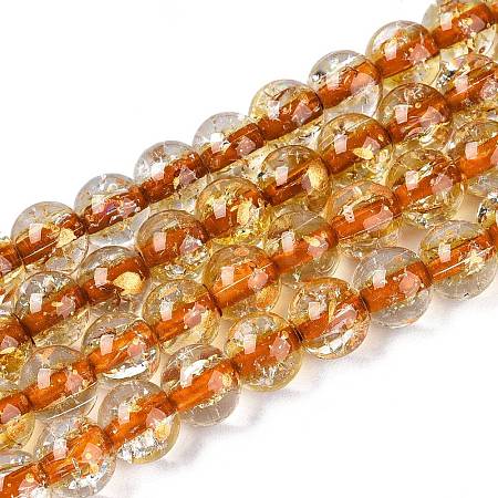 Crackle Transparent Glass Beads Strands GLAA-N030-8mm-01G-1