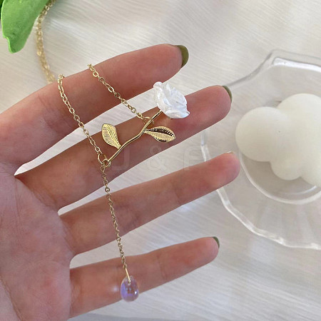 Alloy & Resin Flower Pendant Necklaces FS-WG2316F-01-1