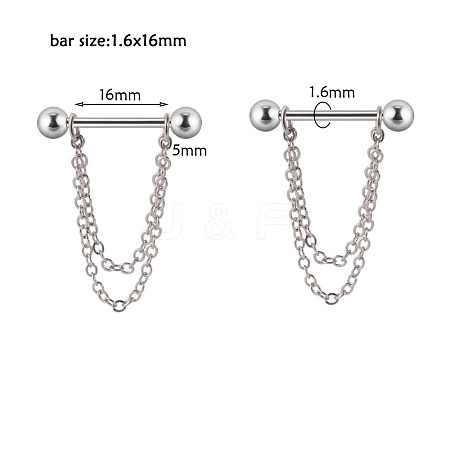 304 Stainless Steel Nipple Barbells with Chains WG66F66-06-1