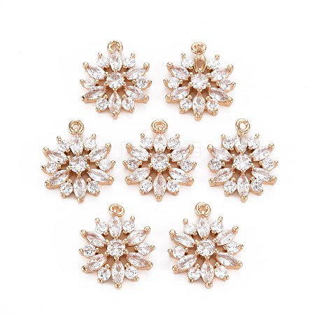 Rack Plating Brass Micro Pave Clear Cubic Zirconia Pendants X-KK-T060-43-RS-1