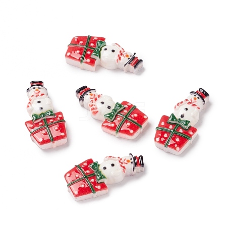 Christmas Themed Opaque Resin Cabochons CRES-P022-07-1