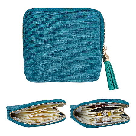 Cloth Jewelry Storage Zipper Bags with Tassel for Earrings Rings Bracelets Necklaces AJEW-WH0596-664C-1