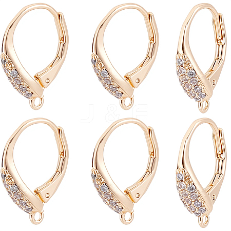 10Pcs Brass Cubic Zirconia Leverback Earring Findings KK-BBC0024-27-1