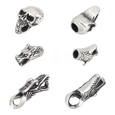 Unicraftale 6Pcs 3 Style 304 Stainless Steel Cord Ends STAS-UN0047-71-1