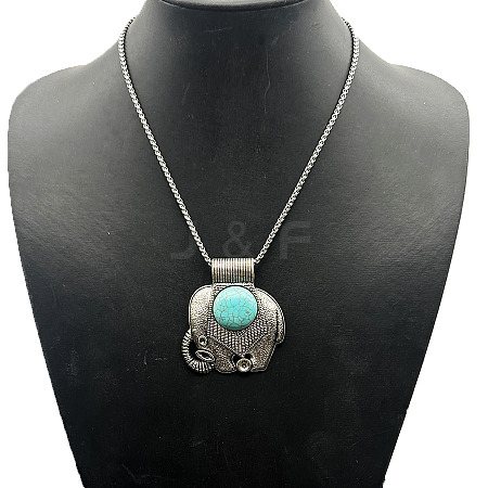 Unisex Alloy Synthetic Turquoise Pendant Necklaces GD3095-1-1