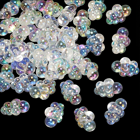 40Pcs UV Plating Transparent Acrylic Beads OACR-PA0001-69-1