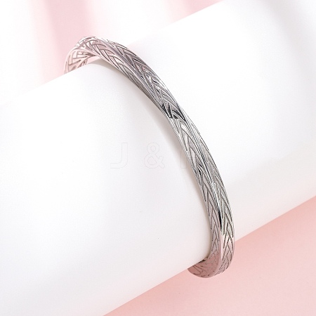 304 Stainless Steel Cuff Bangles for Men Women BJEW-D361-02P-1