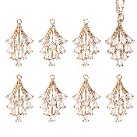 8Pcs Brass Micro Pave Cubic Zirconia Pendants KK-BC0014-68-1