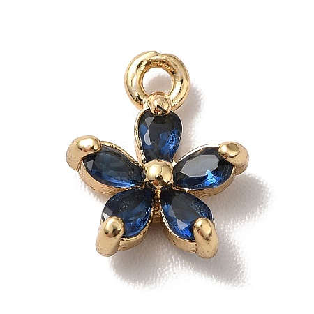 Brass Cubic Zirconia Flower Charms KK-O141-01G-08-1