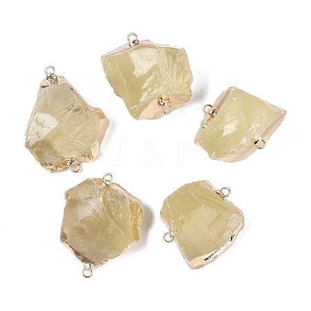 Raw Rough Natural Lemon Jade(Heated) Nuggets Connector Charms G-Q606-08C-1
