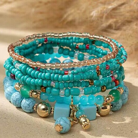 11Pcs Boho Seed Beads Stretch Bracelets Set JB738A-1