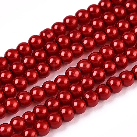 Baking Painted Pearlized Glass Pearl Round Bead Strands X-HY-Q003-4mm-74-1