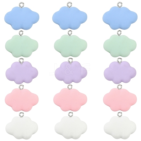 15Pcs 5 Colors Resin Pendants RESI-YW0005-57-1