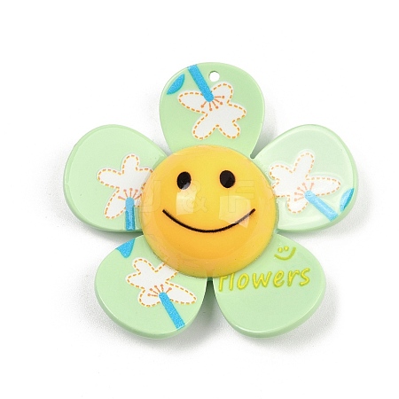 Opaque Printed Acrylic Big Pendants MACR-I035-01B-1
