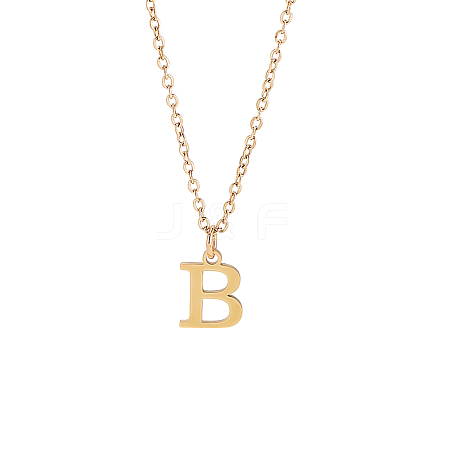 304 Stainless Steel Letter Pendant Necklaces NJEW-LP0001-53B-G-1