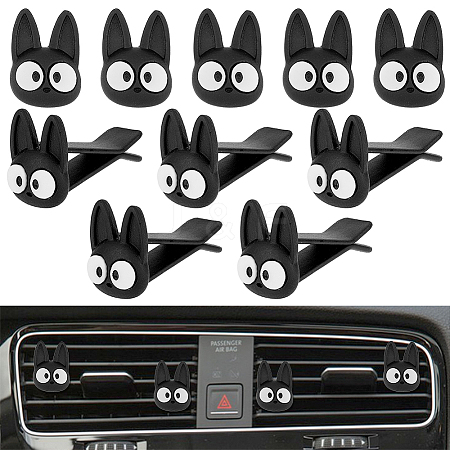 Cat Head Opaque Resin Car Air Vent Clips AJEW-AB00036-1