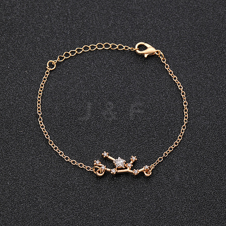12 Constellations Alloy Rhinestone Link Bracelets WG43B2B-04-1