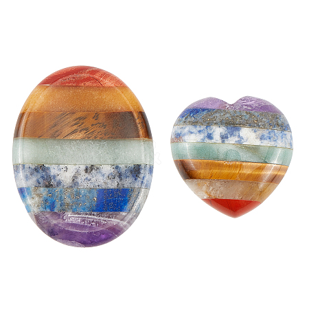 2Pcs 2 Style Chakra Worry Stone for Anxiety Therapy G-CP0001-03-1