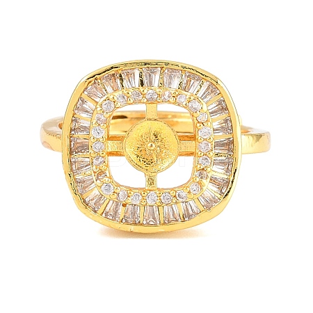Brass Micro Pave Cubic Zirconia Adjustable Ring Components KK-CBAC351-03G-1