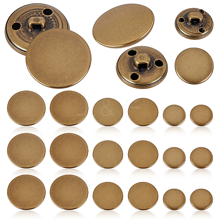 AHADERMAKER 60Pcs 3 Style Brass Shank Buttons BUTT-GA0001-13-1