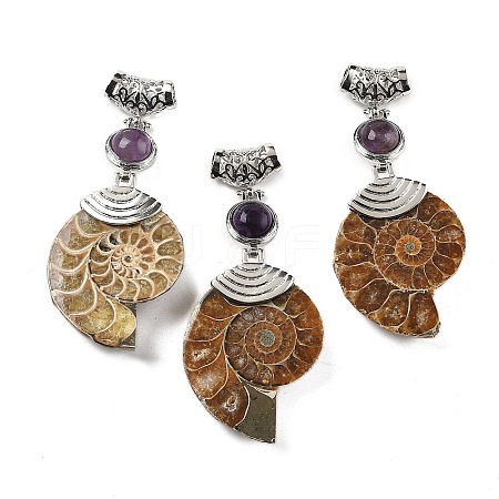 Natural Amethyst Fossil Snail Pendants G-F062-16-1