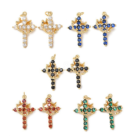 Brass Micro Pave Cubic Zirconia Pendants KK-C143-43A-G-1