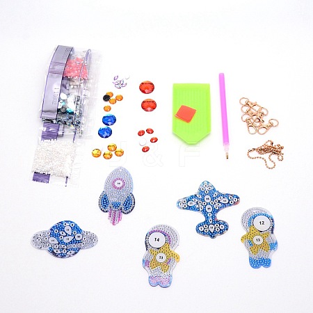 DIY Universe Series Diamond Painting Keychains Kits DIY-WH0259-11-1