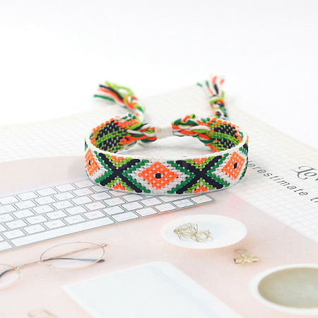 Polyester Braided Rhombus Pattern Cord Bracelet FIND-PW0013-004A-02-1