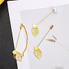 40Pcs 2 Styles Leaf Stainless Steel Round Tray Stick Lapel Pins JEWB-SC0001-75A-7