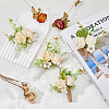 HOBBIESAY 4Pcs 2 Style Artificial Sunflower Wrist Corsage & Brooch AJEW-HY0001-34A-3