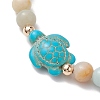 Natural Flower Amazonite &  Synthetic Turquoise Charm Anklets for Women AJEW-AN00616-01-3